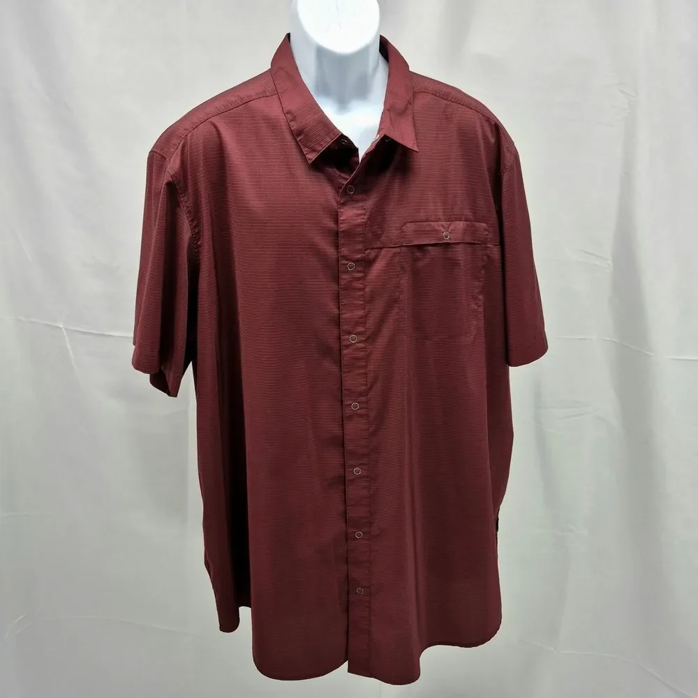 Swiss Tech Men's Maroon Performance Short Sleeve Button Down Shirt 3X